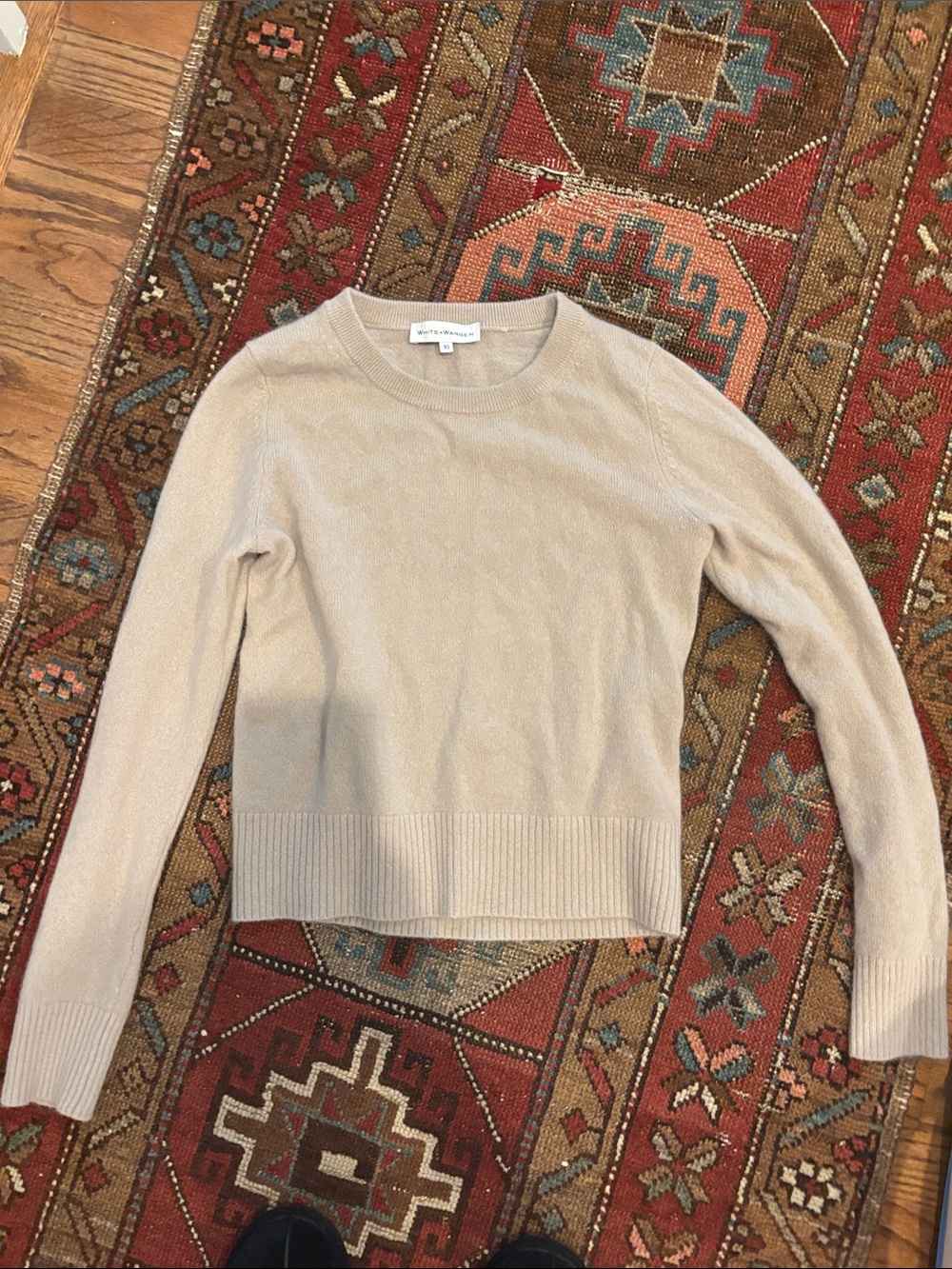 White + Warren Cream Crewneck Sweater
